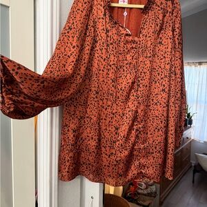 Rust Leopard Satin Mini Dress